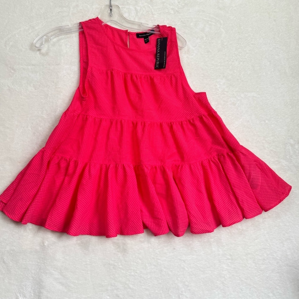 Banana Republic NEW Baby Doll Tiered Swing Top Boho Blouse Textured Lightweight - Picture 4 of 16